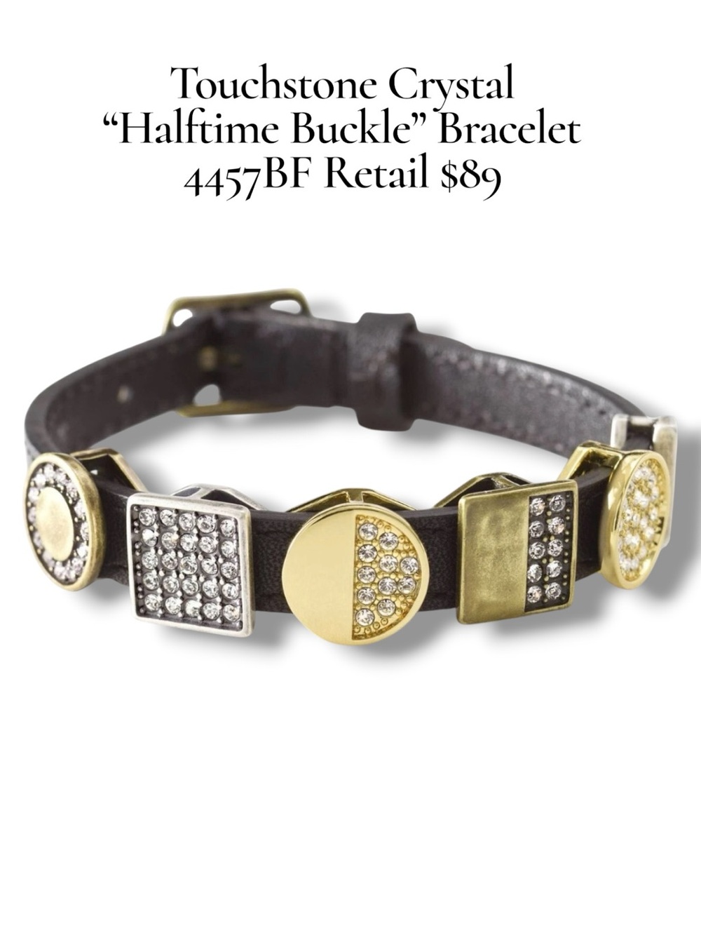 Touchstone Crystal by Swarovski Halftime Buckle Bracelet Multitone 4457BF NWT